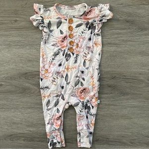 Posh Peanut Flutter Sleeve Henley Romper